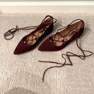 Burgundy Suede Flats